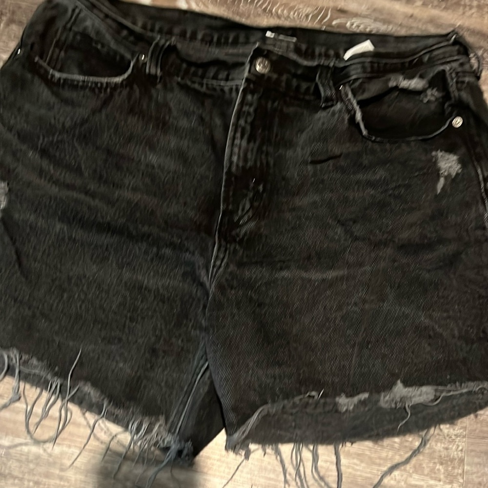 Old Navy- distressed black jean shorts